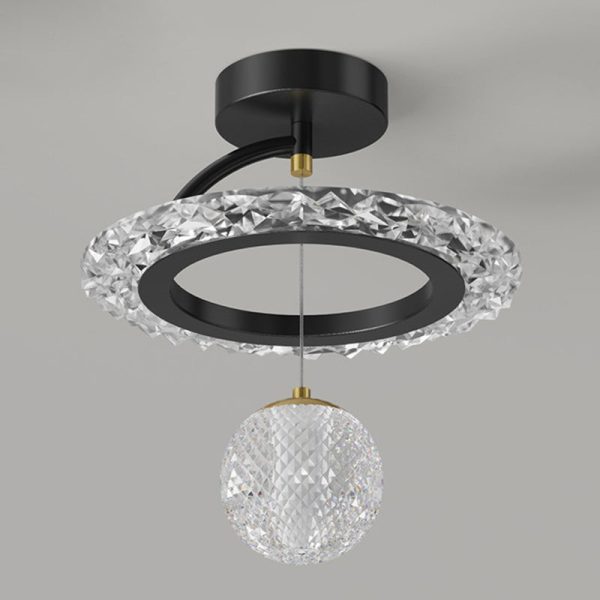 Contemporary Luxury Iron Acrylic Geometric Circle Ring LED Semi-Flush Mount Ceiling Light For Living Room - Image 22