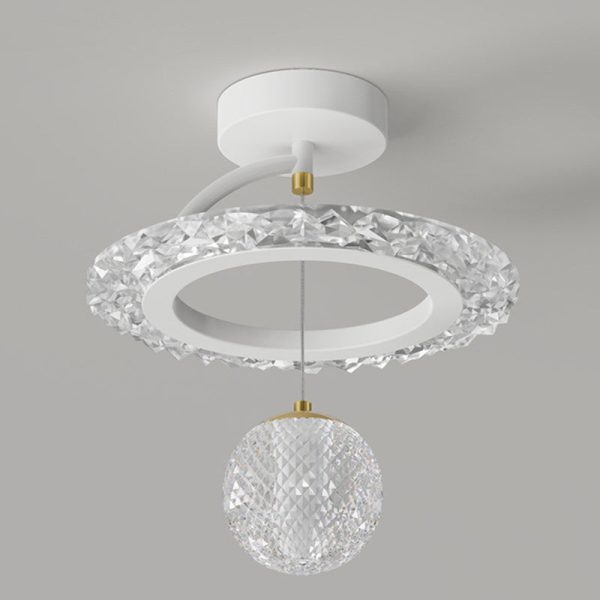 Contemporary Luxury Iron Acrylic Geometric Circle Ring LED Semi-Flush Mount Ceiling Light For Living Room - Image 23
