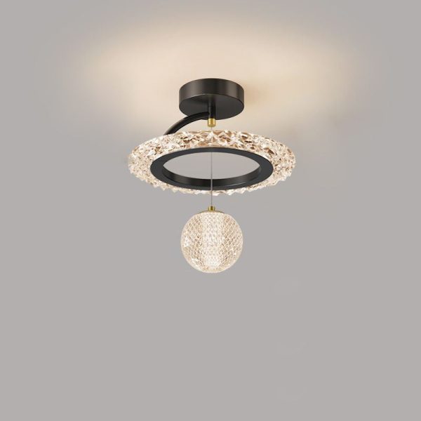 Contemporary Luxury Iron Acrylic Geometric Circle Ring LED Semi-Flush Mount Ceiling Light For Living Room - Image 21
