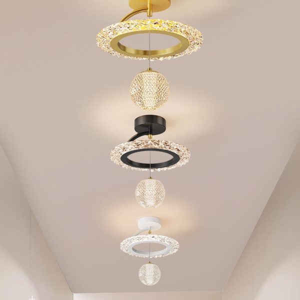 Contemporary Luxury Iron Acrylic Geometric Circle Ring LED Semi-Flush Mount Ceiling Light For Living Room - Image 20