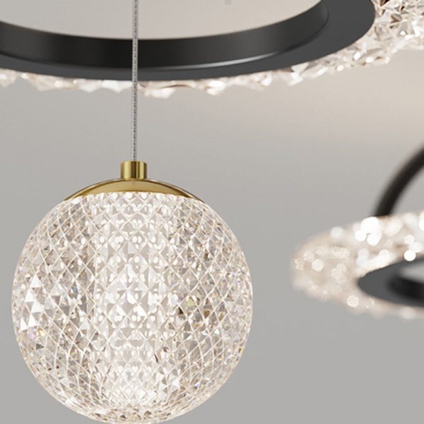 Contemporary Luxury Iron Acrylic Geometric Circle Ring LED Semi-Flush Mount Ceiling Light For Living Room - Image 6