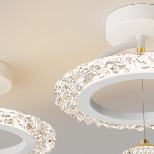 Contemporary Luxury Iron Acrylic Geometric Circle Ring LED Semi-Flush Mount Ceiling Light For Living Room - Image 7