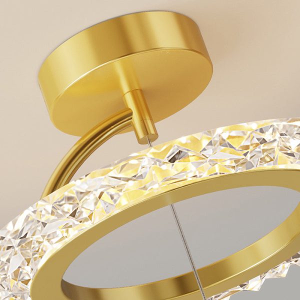 Contemporary Luxury Iron Acrylic Geometric Circle Ring LED Semi-Flush Mount Ceiling Light For Living Room - Image 5