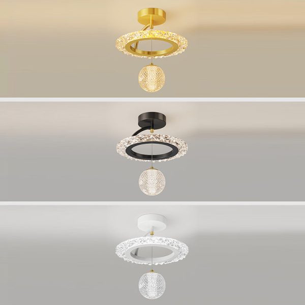 Contemporary Luxury Iron Acrylic Geometric Circle Ring LED Semi-Flush Mount Ceiling Light For Living Room - Image 13