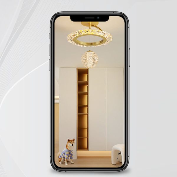 Contemporary Luxury Iron Acrylic Geometric Circle Ring LED Semi-Flush Mount Ceiling Light For Living Room - Image 9