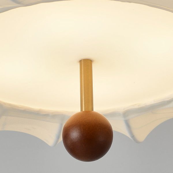 Traditional French Solid Wood Fabric Round Shade 4-Light Semi-Flush Mount Ceiling Light For Living Room - Image 6