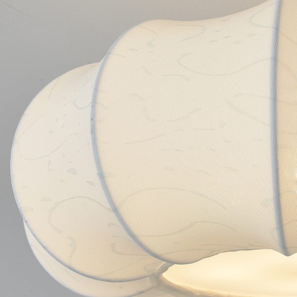 Traditional French Solid Wood Fabric Round Shade 4-Light Semi-Flush Mount Ceiling Light For Living Room - Image 8