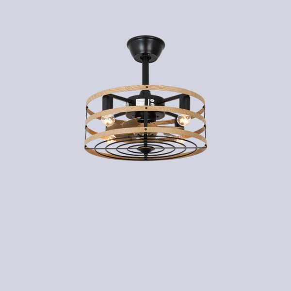 Traditional Farmhouse Iron Cylinder Frame ABS Fans 4-Light Downrods Ceiling Fan Light For Bedroom - Image 9
