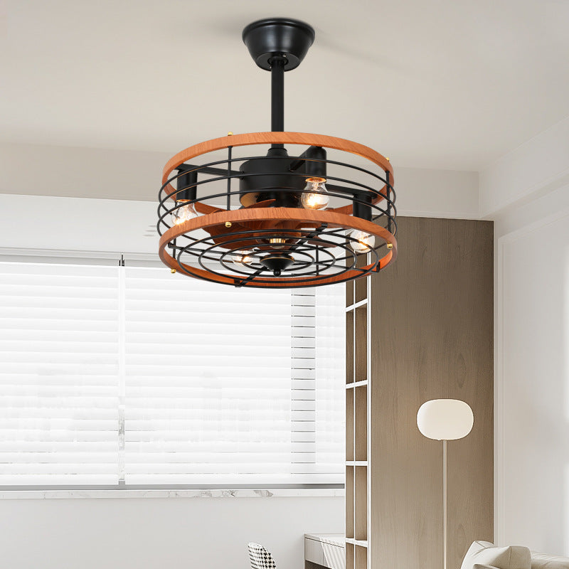 BS-Lighting-LL03982-12.jpg Traditional Farmhouse Iron Cylinder Frame ABS Fans 4-Light Downrods Ceiling Fan Light For Bedroom - Image 1