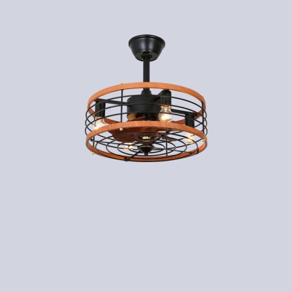 Traditional Farmhouse Iron Cylinder Frame ABS Fans 4-Light Downrods Ceiling Fan Light For Bedroom - Image 10