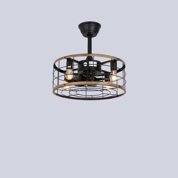 Traditional Farmhouse Iron Cylinder Frame ABS Fans 4-Light Downrods Ceiling Fan Light For Bedroom - Image 12