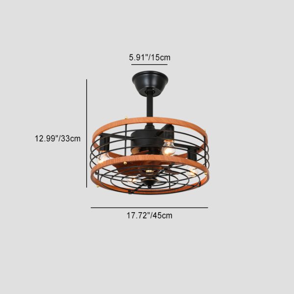 Traditional Farmhouse Iron Cylinder Frame ABS Fans 4-Light Downrods Ceiling Fan Light For Bedroom - Image 4
