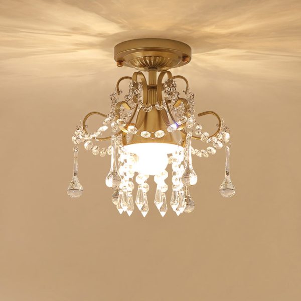 Contemporary Luxury Zinc Alloy Crystal Round 3-Light Semi-Flush Mount Ceiling Light For Living Room - Image 13