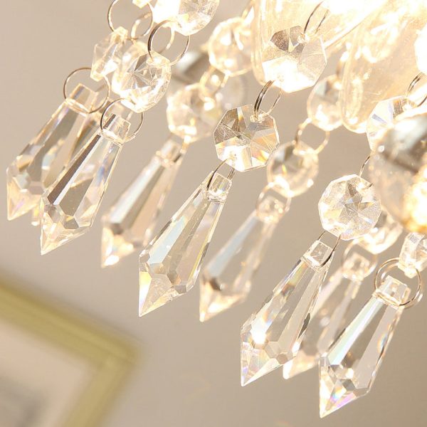 Contemporary Luxury Zinc Alloy Crystal Round 3-Light Semi-Flush Mount Ceiling Light For Living Room - Image 5