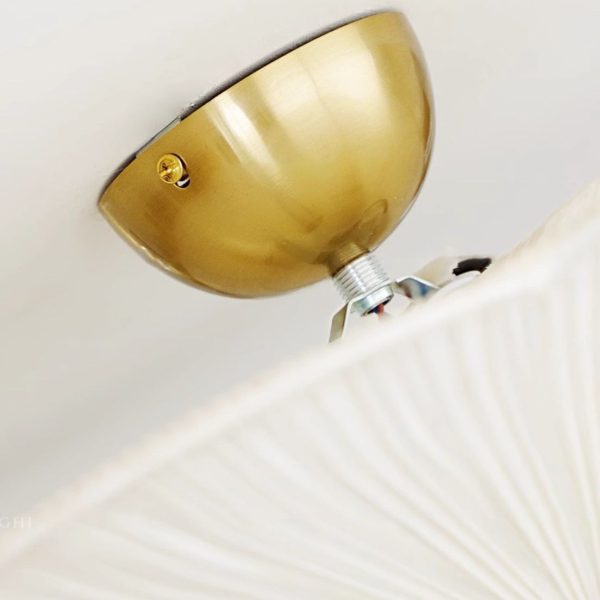 Traditional French Wood Hardware Plum Blossom Fabric Shade 3-Light Semi-Flush Mount Ceiling Light For Living Room - Image 5