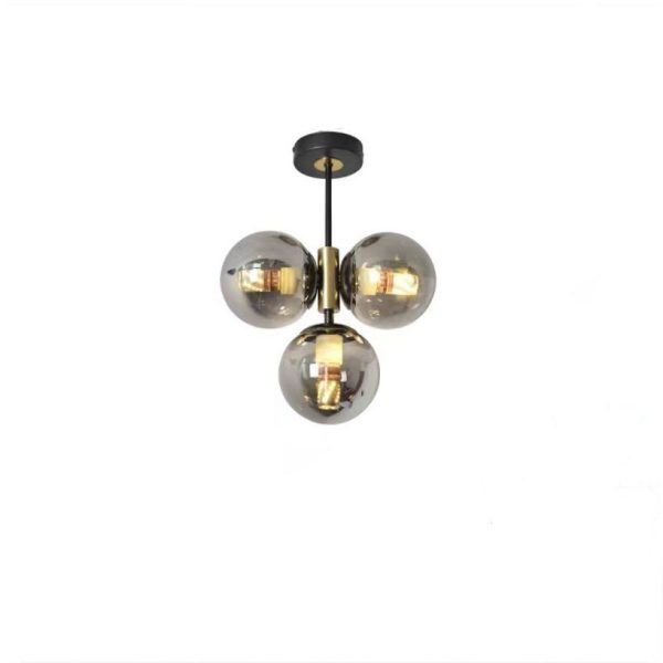 Modern Simplicity Hardware Glass Ball Shade 3-Light Semi-Flush Mount Ceiling Light For Living Room - Image 11