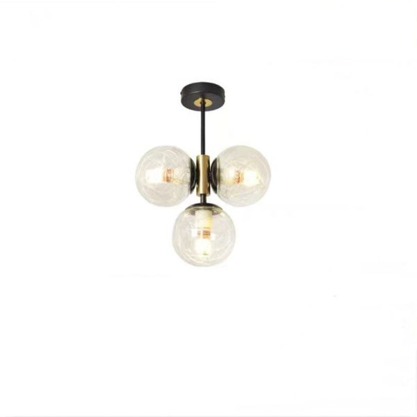 Modern Simplicity Hardware Glass Ball Shade 3-Light Semi-Flush Mount Ceiling Light For Living Room - Image 13