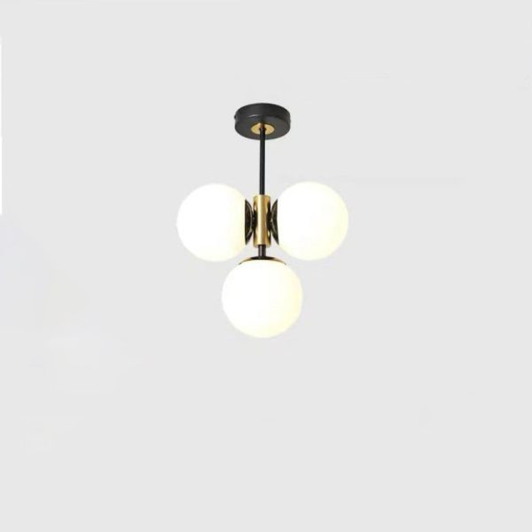 Modern Simplicity Hardware Glass Ball Shade 3-Light Semi-Flush Mount Ceiling Light For Living Room - Image 10