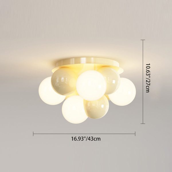 Contemporary Scandinavian Iron Magic Bean Glass Shade 1-Light Semi-Flush Mount Ceiling Light For Hallway - Image 4