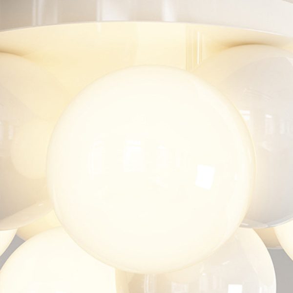 Contemporary Scandinavian Iron Magic Bean Glass Shade 1-Light Semi-Flush Mount Ceiling Light For Hallway - Image 6