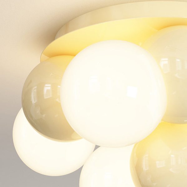 Contemporary Scandinavian Iron Magic Bean Glass Shade 1-Light Semi-Flush Mount Ceiling Light For Hallway - Image 5