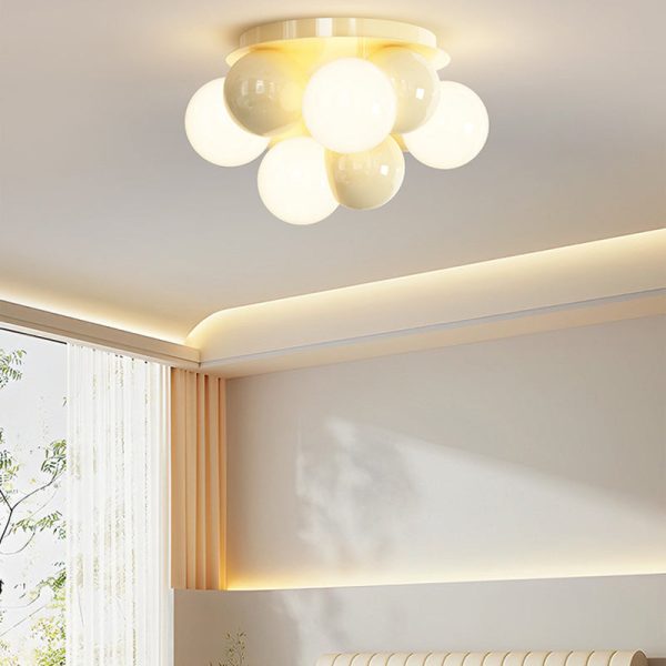 Contemporary Scandinavian Iron Magic Bean Glass Shade 1-Light Semi-Flush Mount Ceiling Light For Hallway - Image 11