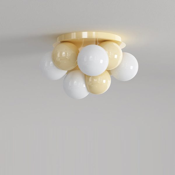 Contemporary Scandinavian Iron Magic Bean Glass Shade 1-Light Semi-Flush Mount Ceiling Light For Hallway - Image 15