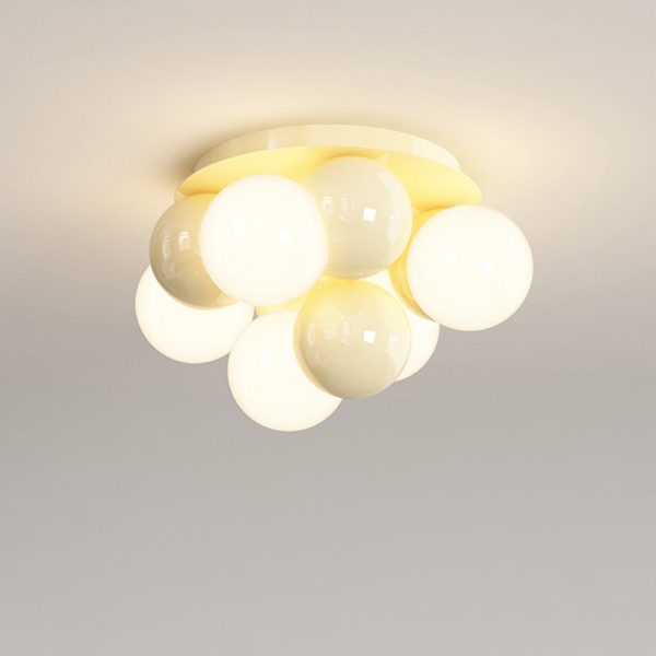 Contemporary Scandinavian Iron Magic Bean Glass Shade 1-Light Semi-Flush Mount Ceiling Light For Hallway - Image 13