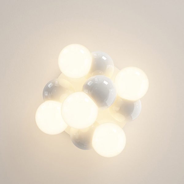 Contemporary Scandinavian Iron Magic Bean Glass Shade 1-Light Semi-Flush Mount Ceiling Light For Hallway - Image 8