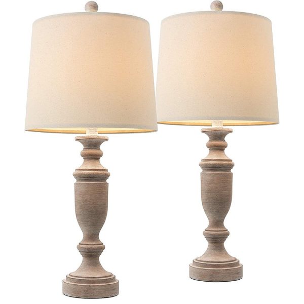 Modern Eclectic Fabric Round Shade Solid Wood 1-Light Table Lamp For Bedroom - Image 8