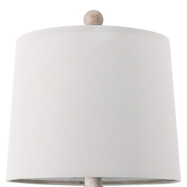 Modern Eclectic Fabric Round Shade Solid Wood 1-Light Table Lamp For Bedroom - Image 4