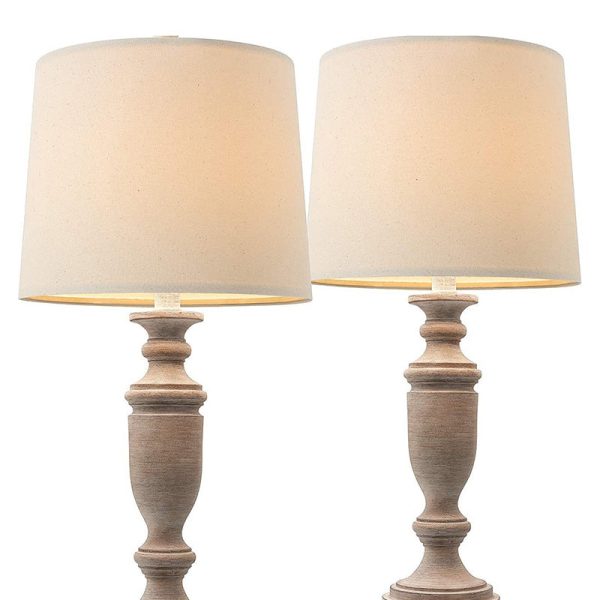 Modern Eclectic Fabric Round Shade Solid Wood 1-Light Table Lamp For Bedroom - Image 6