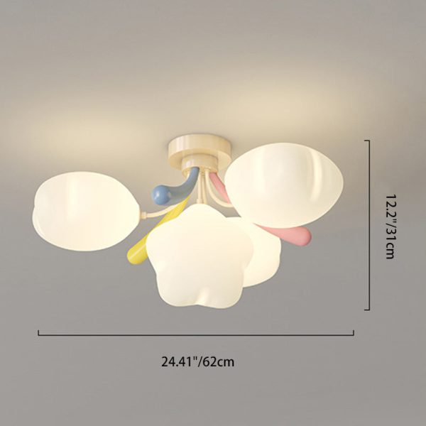 Contemporary Creative Pentagram PE Shade Iron LED Semi-Flush Mount Ceiling Light For Living Room - Image 4