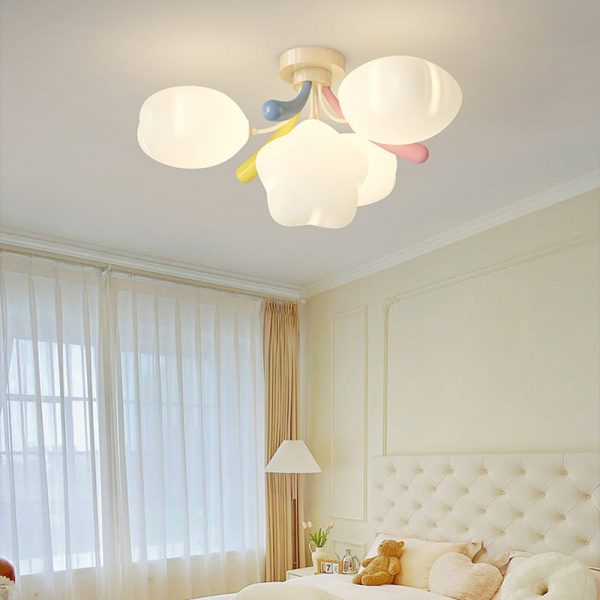 Contemporary Creative Pentagram PE Shade Iron LED Semi-Flush Mount Ceiling Light For Living Room - Image 2