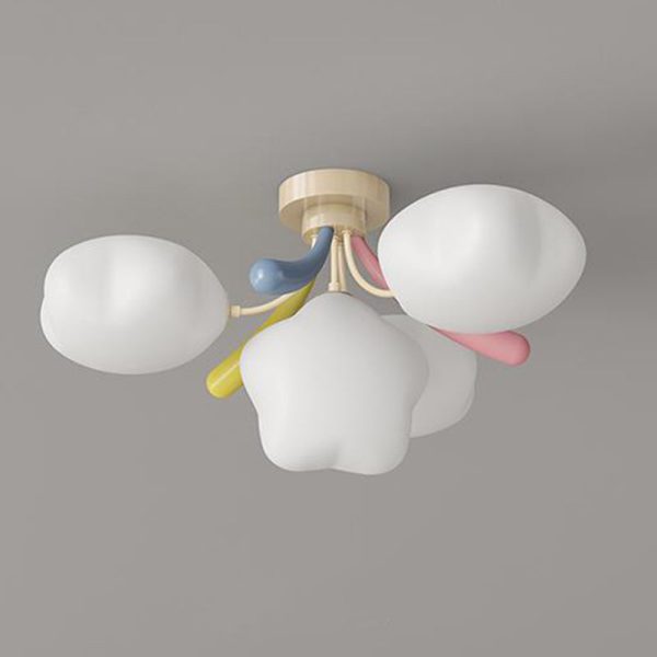 Contemporary Creative Pentagram PE Shade Iron LED Semi-Flush Mount Ceiling Light For Living Room - Image 7