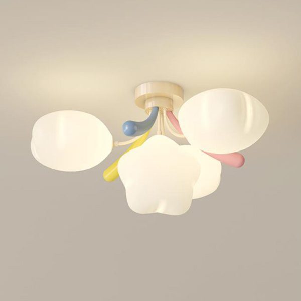 Contemporary Creative Pentagram PE Shade Iron LED Semi-Flush Mount Ceiling Light For Living Room - Image 3