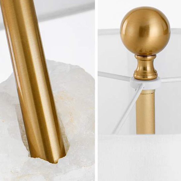 Modern Luxury Fabric Tapered Shade Raw White Alabaster Base 1-Light Table Lamp For Bedroom - Image 7