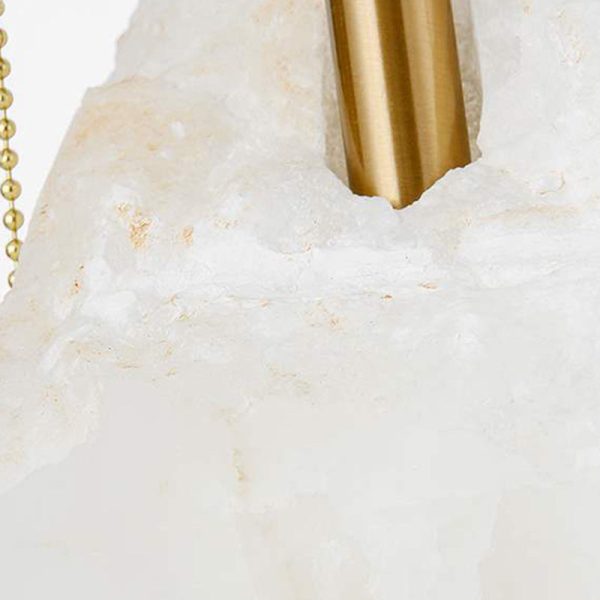 Modern Luxury Fabric Tapered Shade Raw White Alabaster Base 1-Light Table Lamp For Bedroom - Image 5