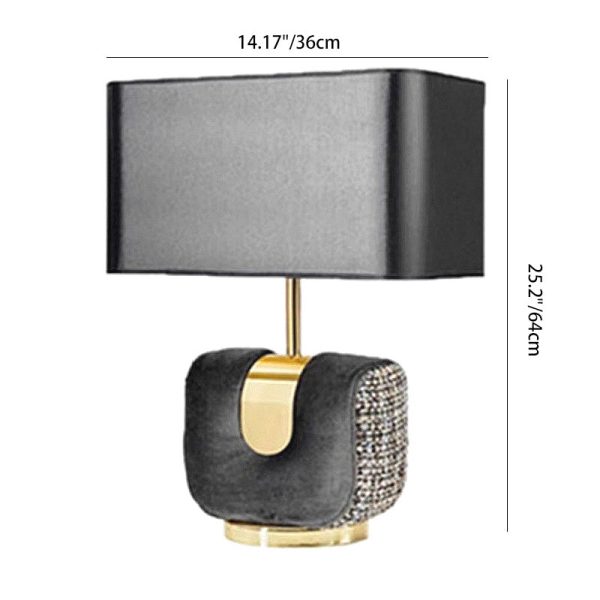 Modern Eclectic Fabric Square Shade Leather Iron 1-Light Table Lamp For Bedroom - Image 3