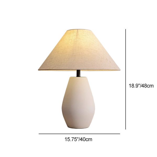Traditional Vintage Fabric Tapered Shade Ceramic Bottle Base 1-Light Table Lamp For Bedroom - Image 4