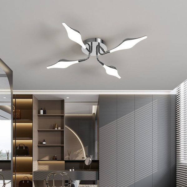 Contemporary Luxury Iron Frame Acrylic Rhomboid Shade LED Semi-Flush Mount Ceiling Light For Living Room - Image 2