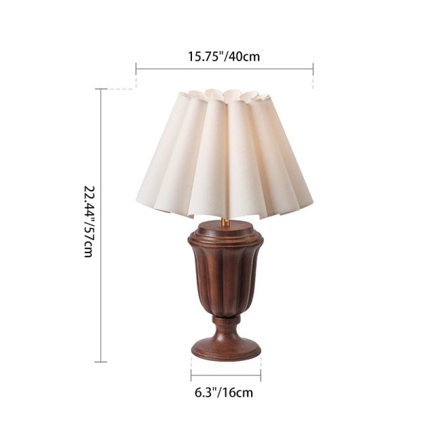 Traditional Vintage Fabric Flower Bouquet Shade Solid Wood 1-Light Table Lamp For Bedroom - Image 3