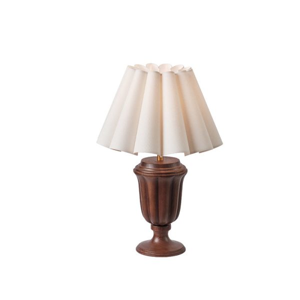 Traditional Vintage Fabric Flower Bouquet Shade Solid Wood 1-Light Table Lamp For Bedroom - Image 14