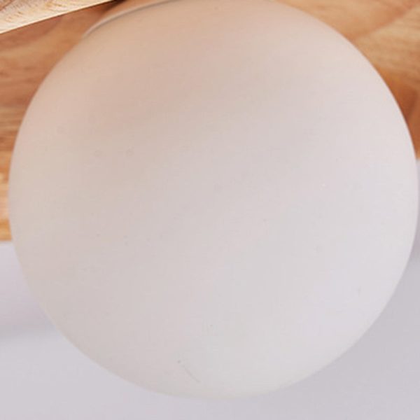 Traditional Japanese Wood Grain Glass Ball Shade 1-Light Semi-Flush Mount Ceiling Light For Living Room - Image 5