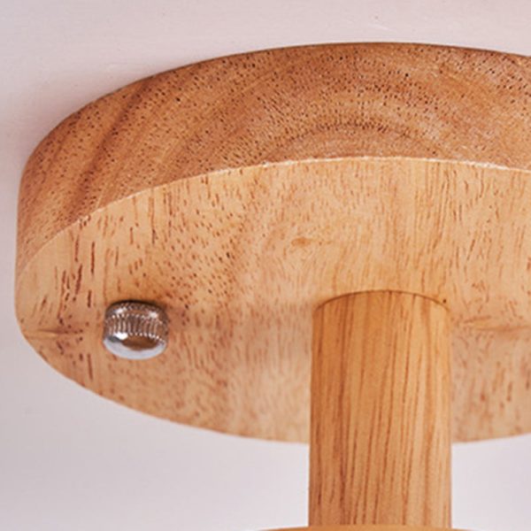 Traditional Japanese Wood Grain Glass Ball Shade 1-Light Semi-Flush Mount Ceiling Light For Living Room - Image 6