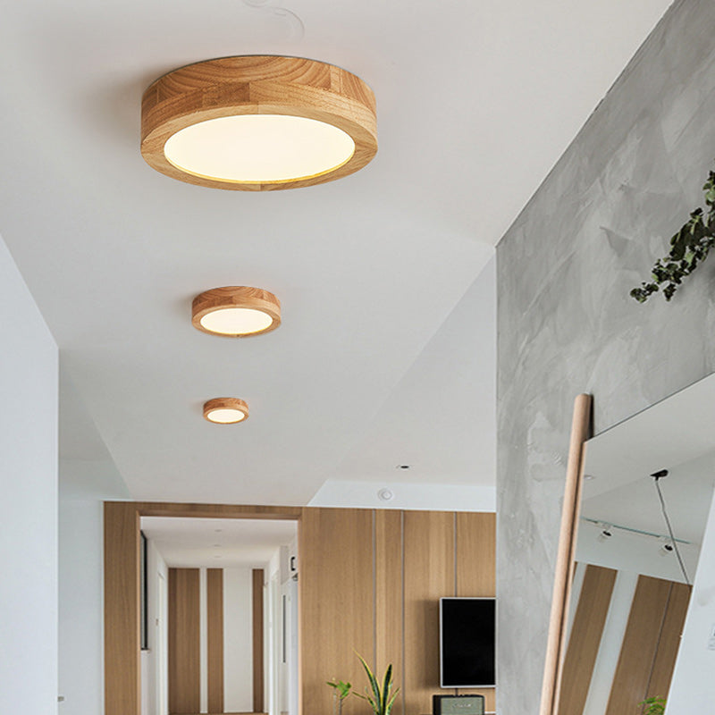 BS-Lighting-LL04595-20.jpg Traditional Vintage Wood Grain Cylinder Acrylic LED Flush Mount Ceiling Light For Living Room - Image 1