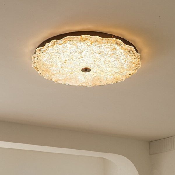 Modern Luxury Iron Resin Round Shade LED Flush Mount Ceiling Light For Bedroom
