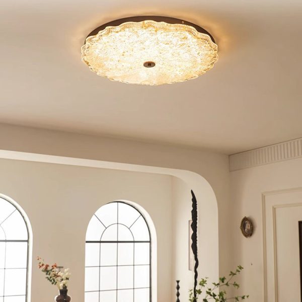 Modern Luxury Iron Resin Round Shade LED Flush Mount Ceiling Light For Bedroom - Image 2