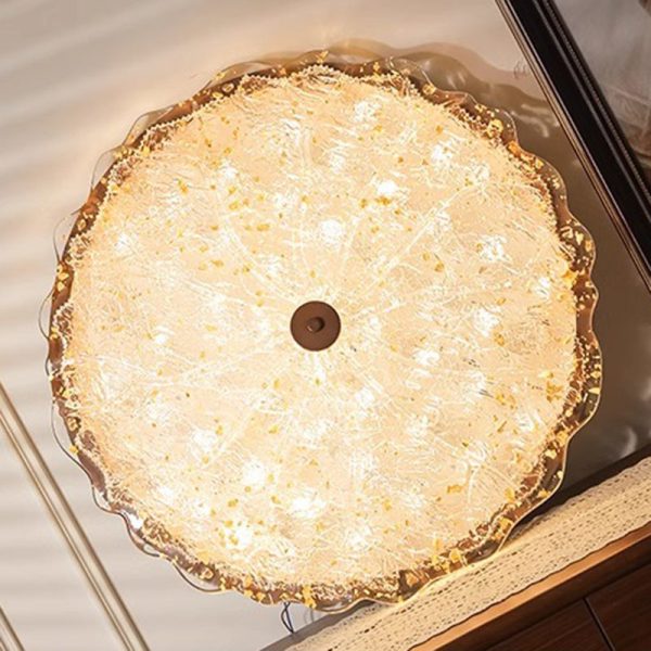 Modern Luxury Iron Resin Round Shade LED Flush Mount Ceiling Light For Bedroom - Image 5
