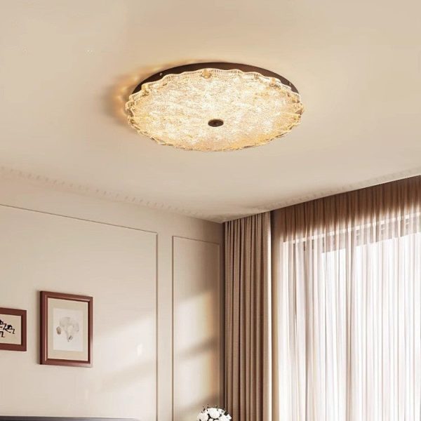 Modern Luxury Iron Resin Round Shade LED Flush Mount Ceiling Light For Bedroom - Image 3